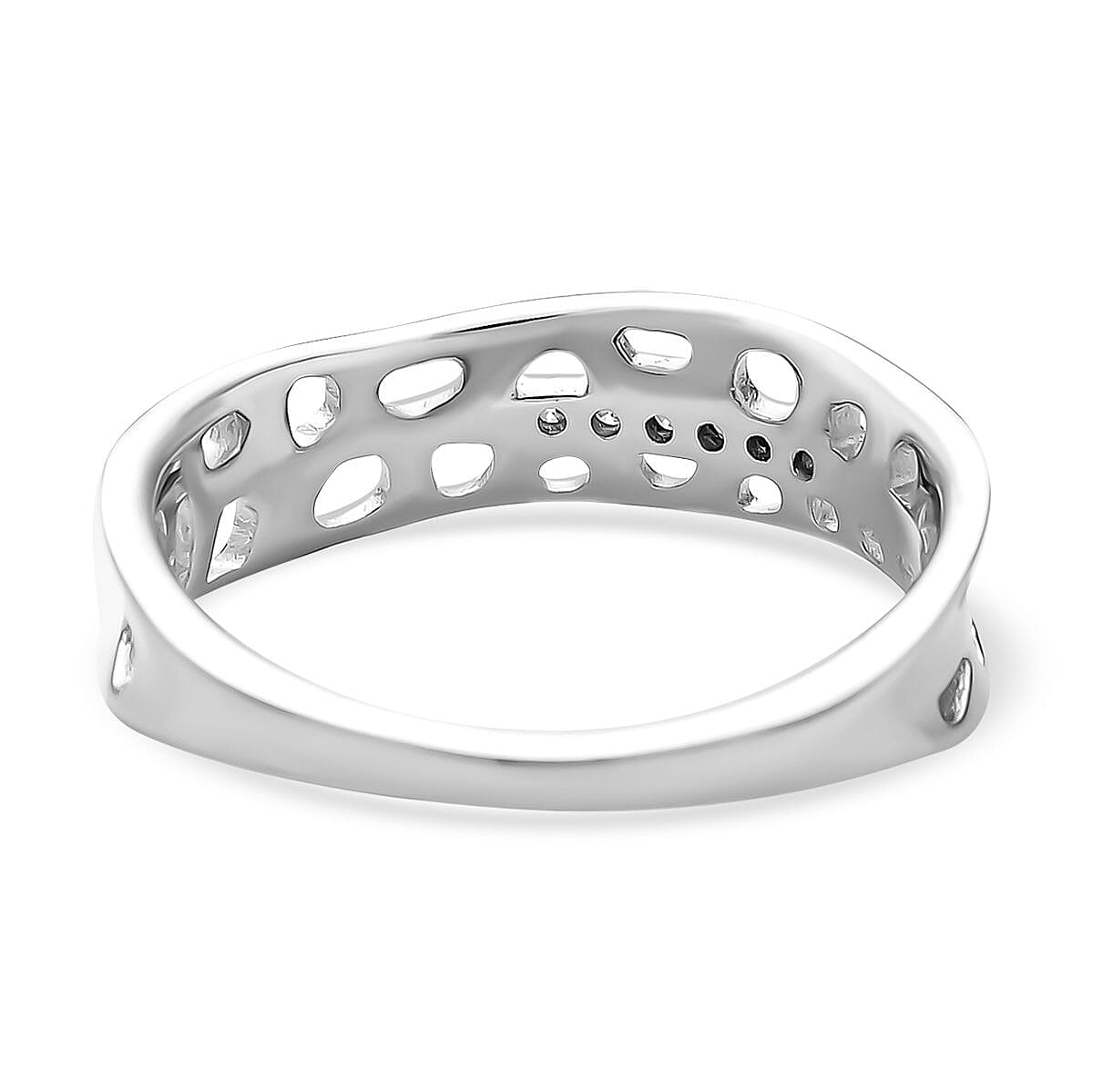 RACHEL GALLEY Shooting Star Collection - Moissanite Lattice Band Ring in Rhodium Overlay Sterling Silver