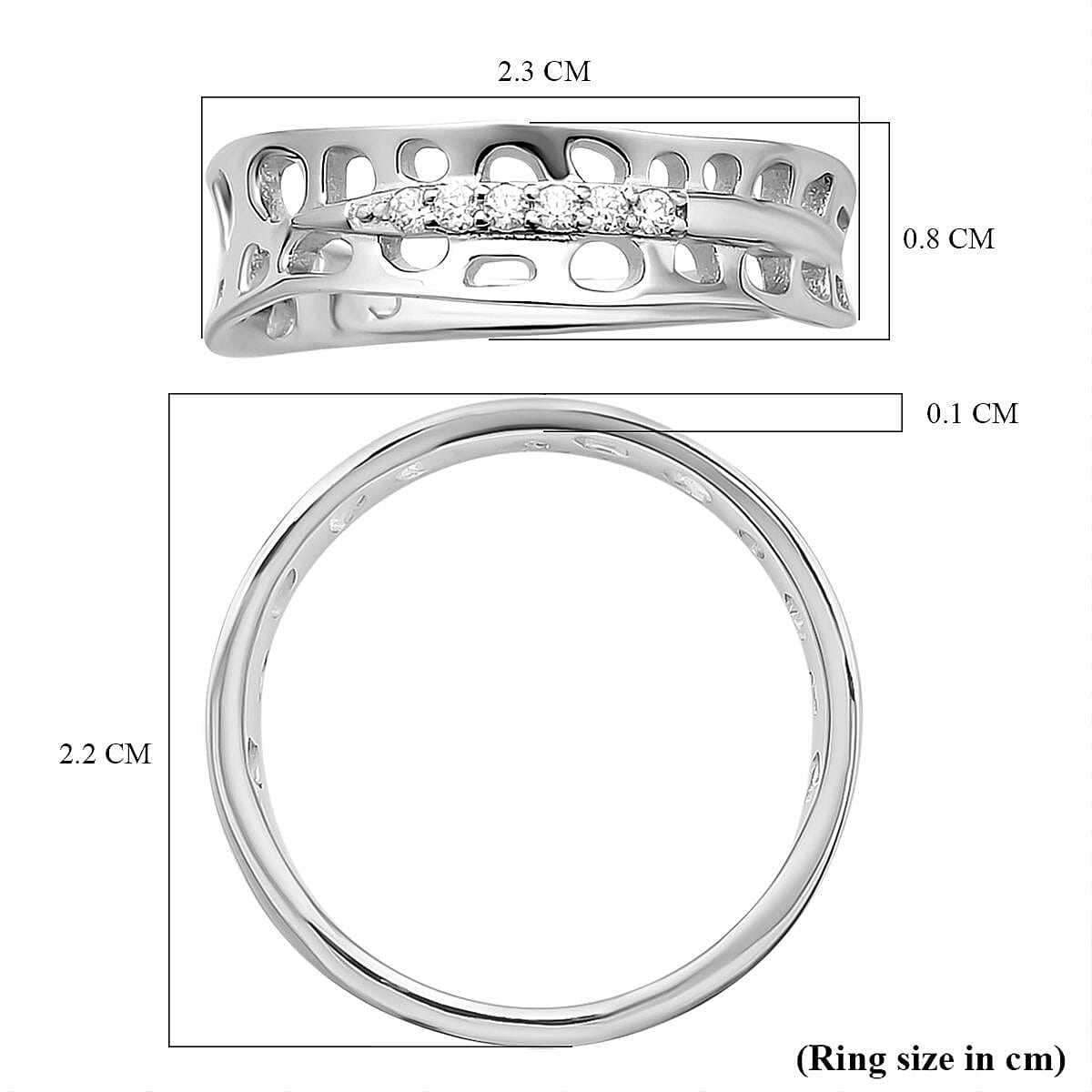RACHEL GALLEY Shooting Star Collection - Moissanite Lattice Band Ring in Rhodium Overlay Sterling Silver