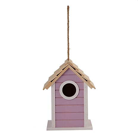 Wooden Bird Mansion (Size 20x15x13 cm) - Pink