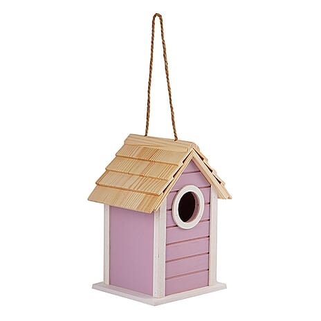 Wooden Bird Mansion (Size 20x15x13 cm) - Pink
