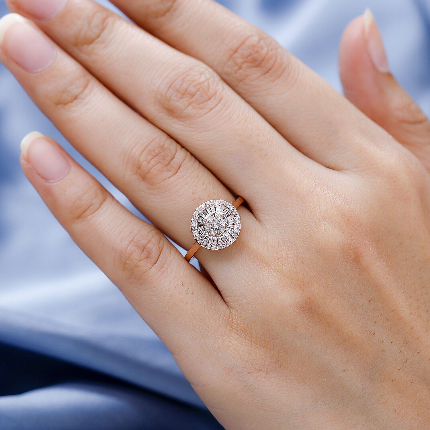 14K Rose Gold SGL Certified Pink Diamond Cluster Ring 0.50 Ct