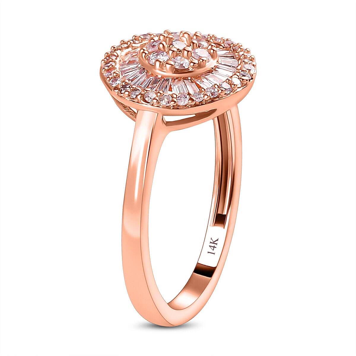 14K Rose Gold SGL Certified Pink Diamond Cluster Ring 0.50 Ct