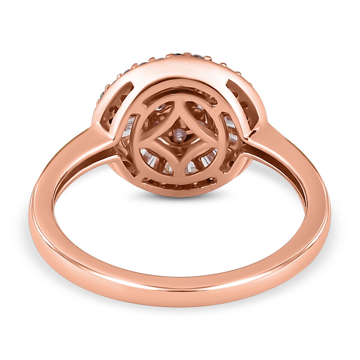 14K Rose Gold SGL Certified Pink Diamond Cluster Ring 0.50 Ct