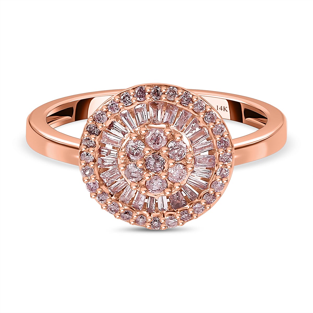 14K Rose Gold SGL Certified Pink Diamond Cluster Ring 0.50 Ct