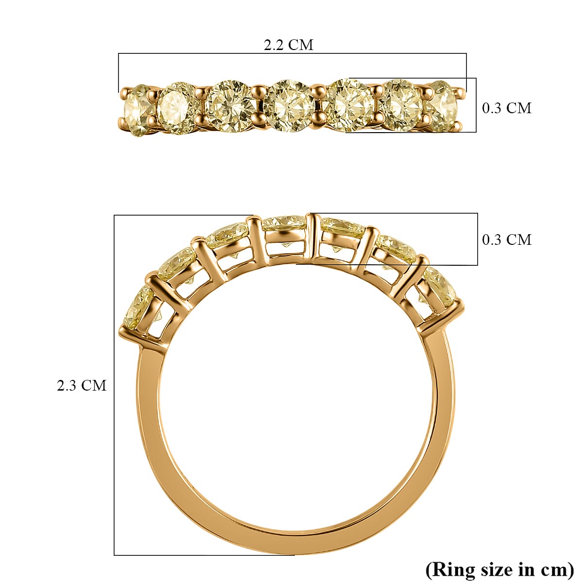 14K Yellow Gold SGL Certified Natural Yellow Diamond (SI-I1) Half Eternity Ring 1.00 Ct. 14K Yellow Gold SGL Certified Natural Yellow Diamond (SI-I1) Half Eternity Ring 1.00 Ct.