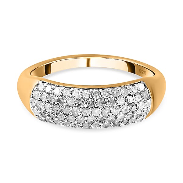 White Diamond Cluster Diamond Ring in 18K Vermeil Yellow Gold Plated ...