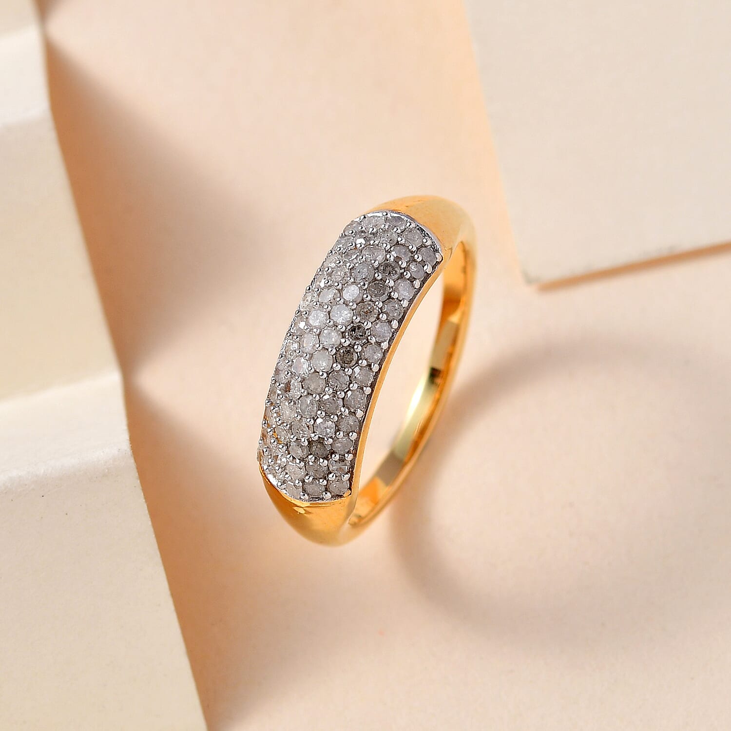 Diamond Ring in Vermeil Yellow Gold Plated Sterling Silver 0.50 Ct.