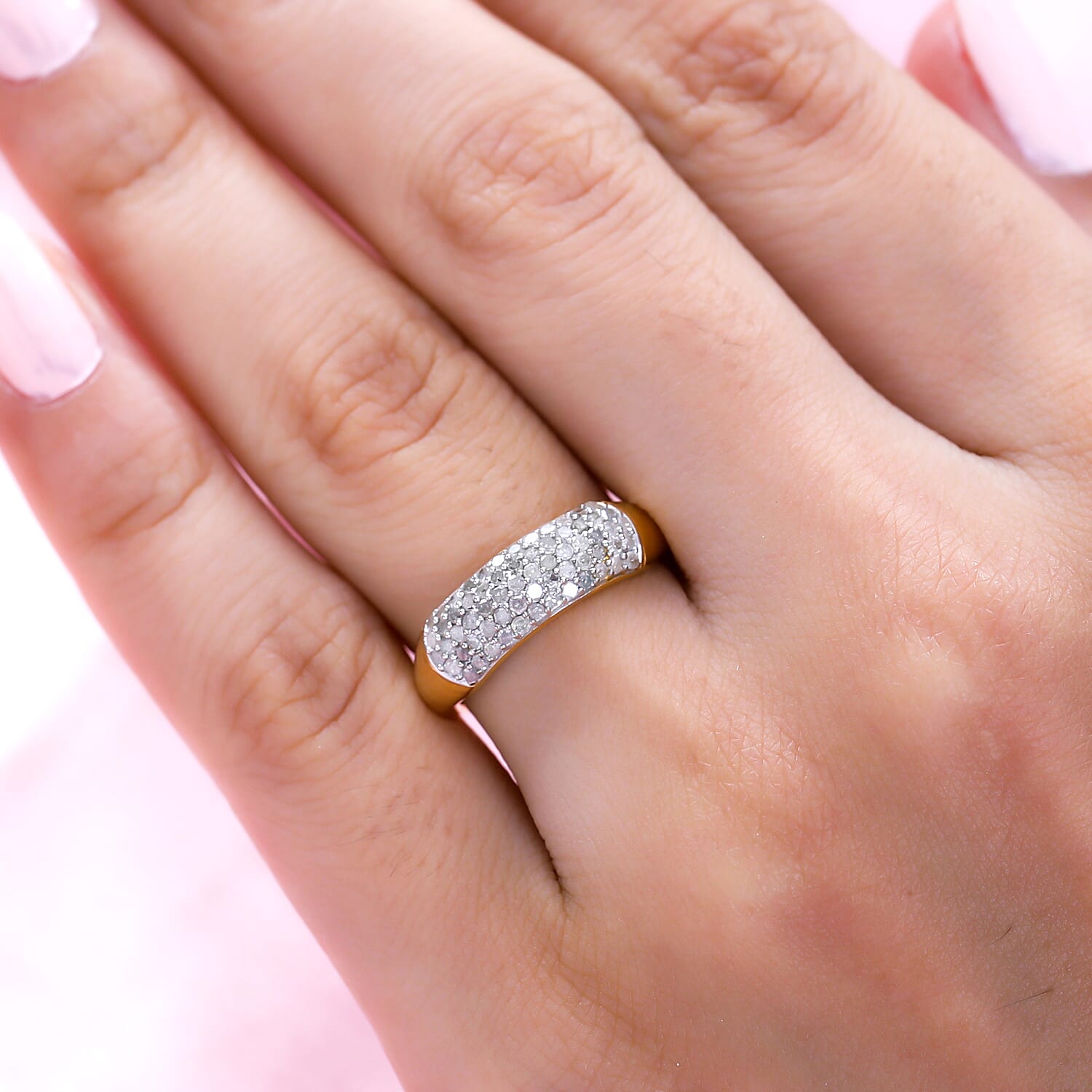 Diamond Ring in Vermeil Yellow Gold Plated Sterling Silver 0.50 Ct.