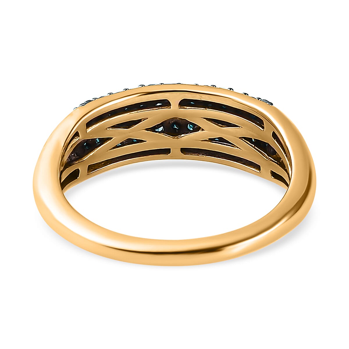 Blue Diamond Ring in 18K Vermeil Yellow Gold Overlay Sterling Silver 0.50 Ct.