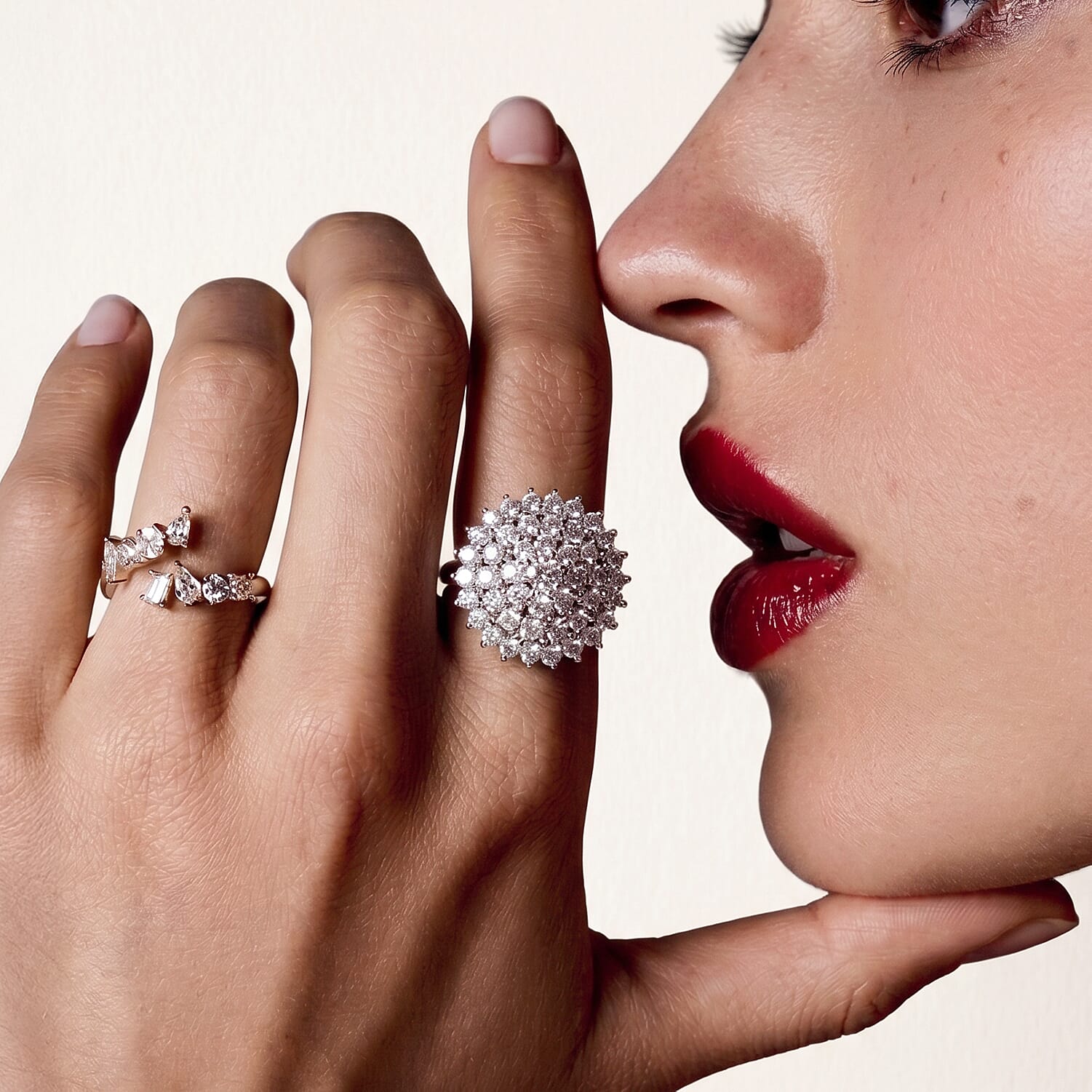 Royal Bali Collection - D'Joy Moissanite Cluster Ring in Platinum Overlay Sterling Silver 2.47 Ct