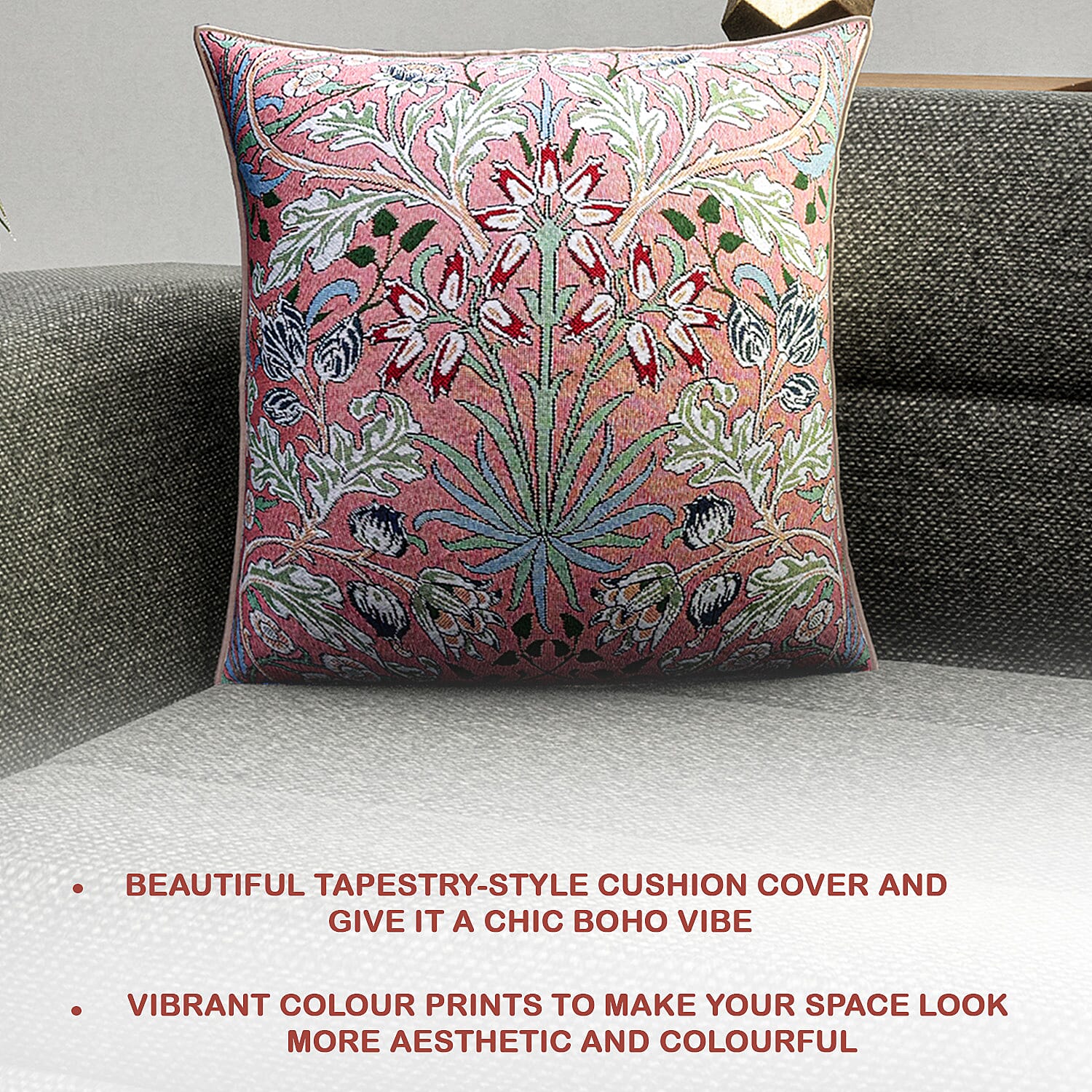 Signare Tapestry Hyacinth Cushion Cover (Size 44 Cm) - Multi