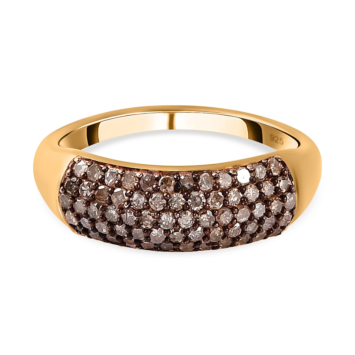 Champagne Diamond Ring in 18K Vermeil Yellow Gold Plated Sterling Silver 0.50 Ct.