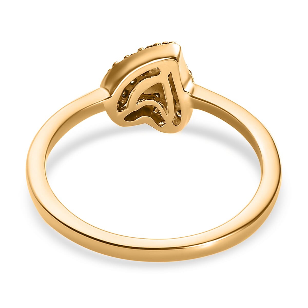 Green Diamond Heart Ring in 18K Vermeil Yellow Gold Plated Sterling Silver 0.20 Ct.