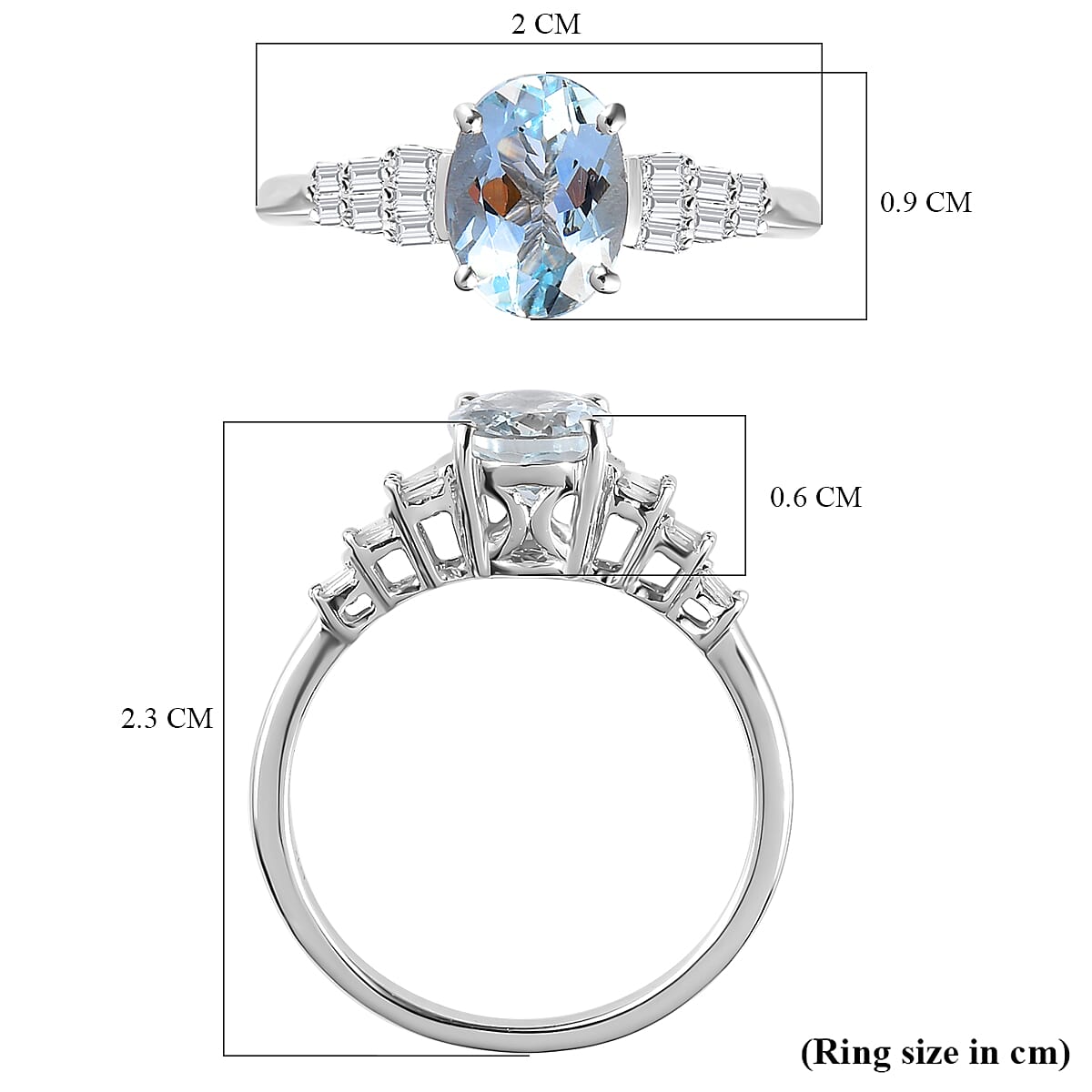 9K White Gold Espirito Santo Aquamarine and Diamond Ring 1.28 Ct.
