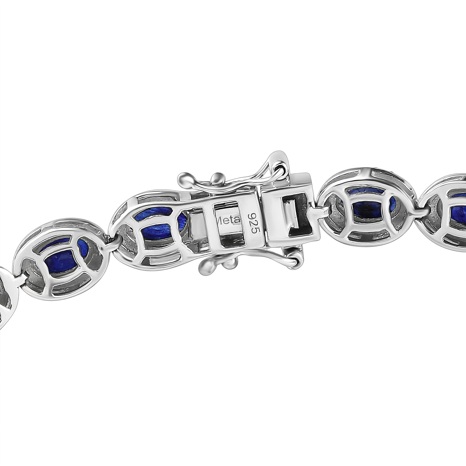 Super Find- Masoala Sapphire Cluster Bracelet (Size - 7.5) in Platinum Overlay Sterling Silver 14.88 ct, Silver Wt. 13.10 Gms