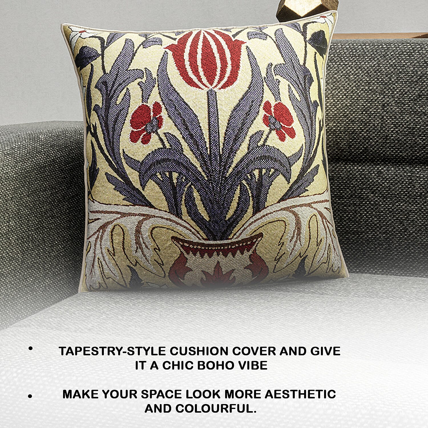 Signare Tapestry Tulip in a Vase Brand Collections - Cushion Cover (Size 44 Cm) - Multi