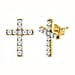 White Diamond Cross Earring in Vermeil YG Sterling Silver