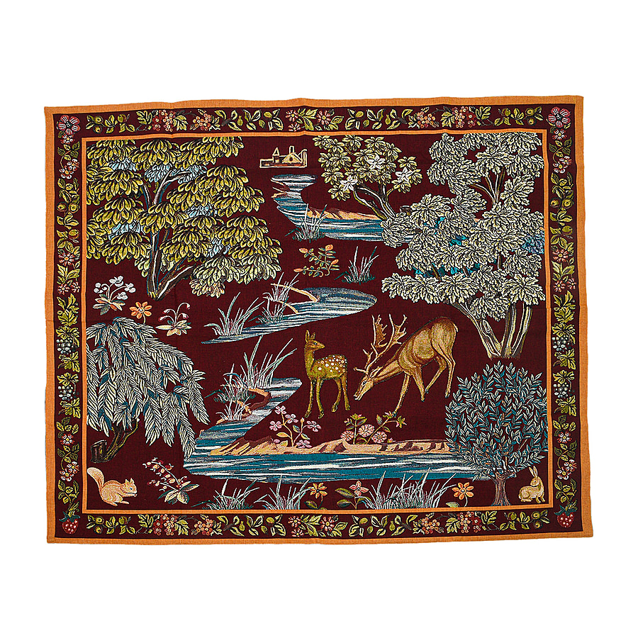Signare Brand Collection - Wall Hanging-William Morris the Brooks (Size 142x100 Cm) - Red