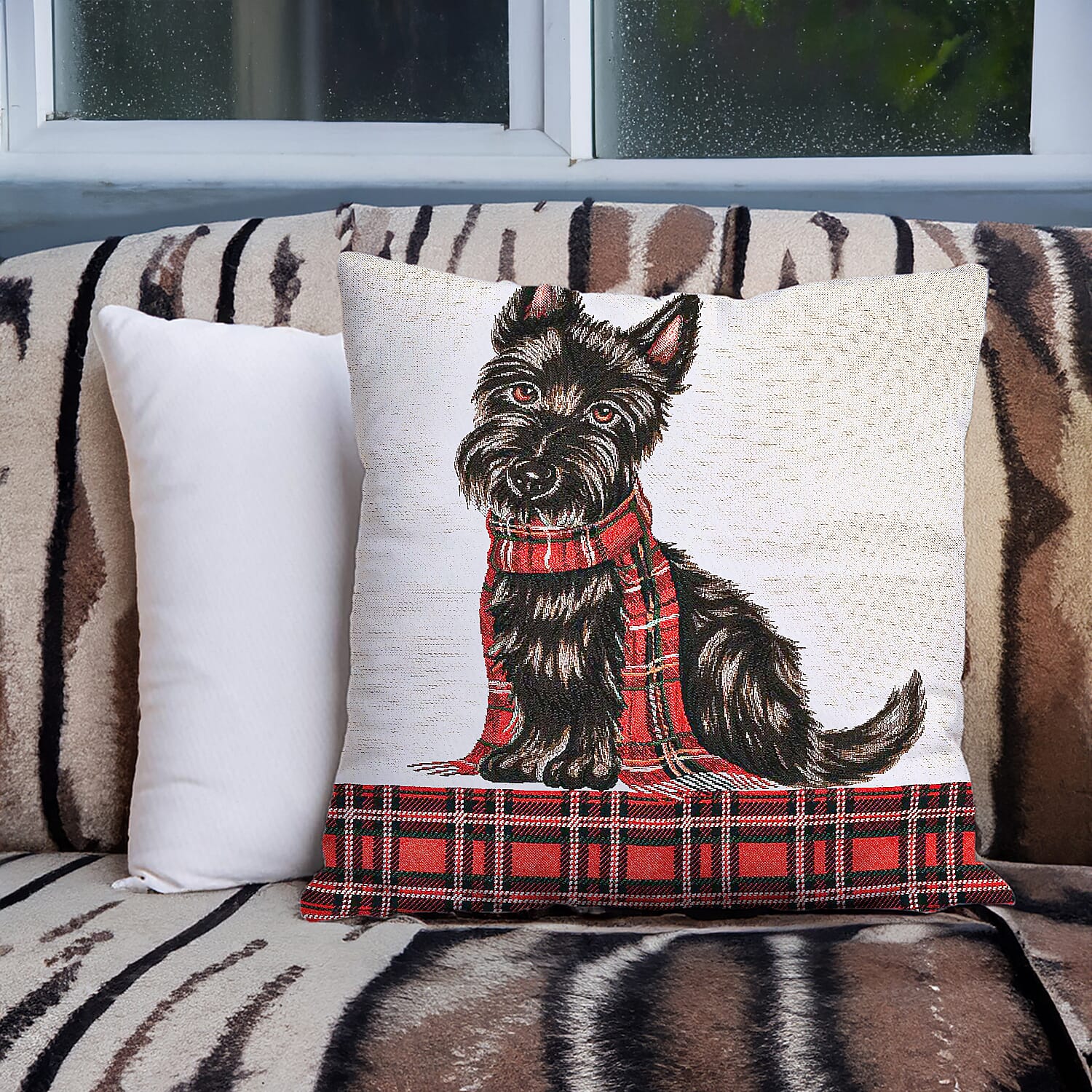 Signare Tapestry Scottie Panelled Brand Collections - Cushion Cover (Size 45 Cm) - Multi