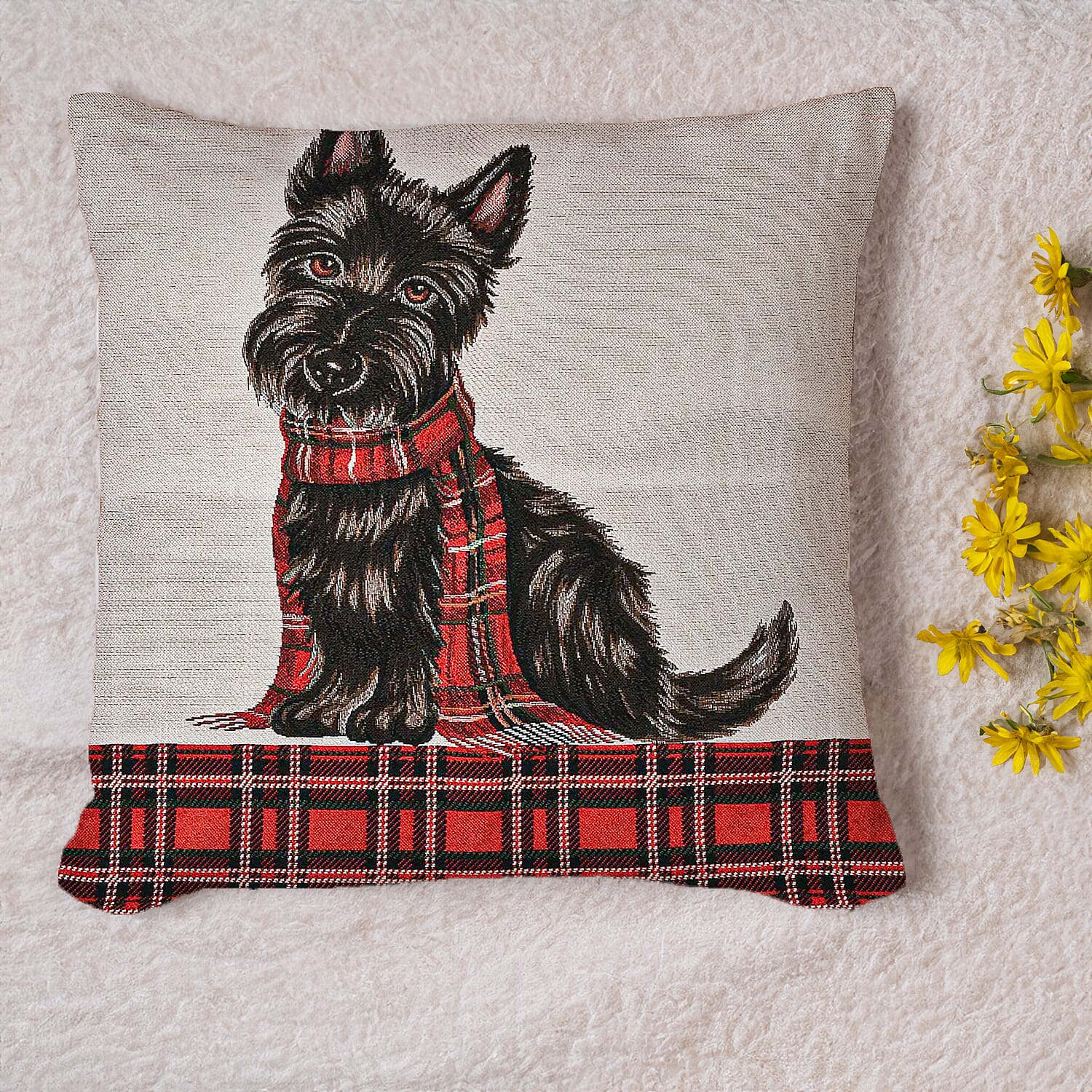 Signare Tapestry Scottie Panelled Brand Collections - Cushion Cover (Size 45 Cm) - Multi