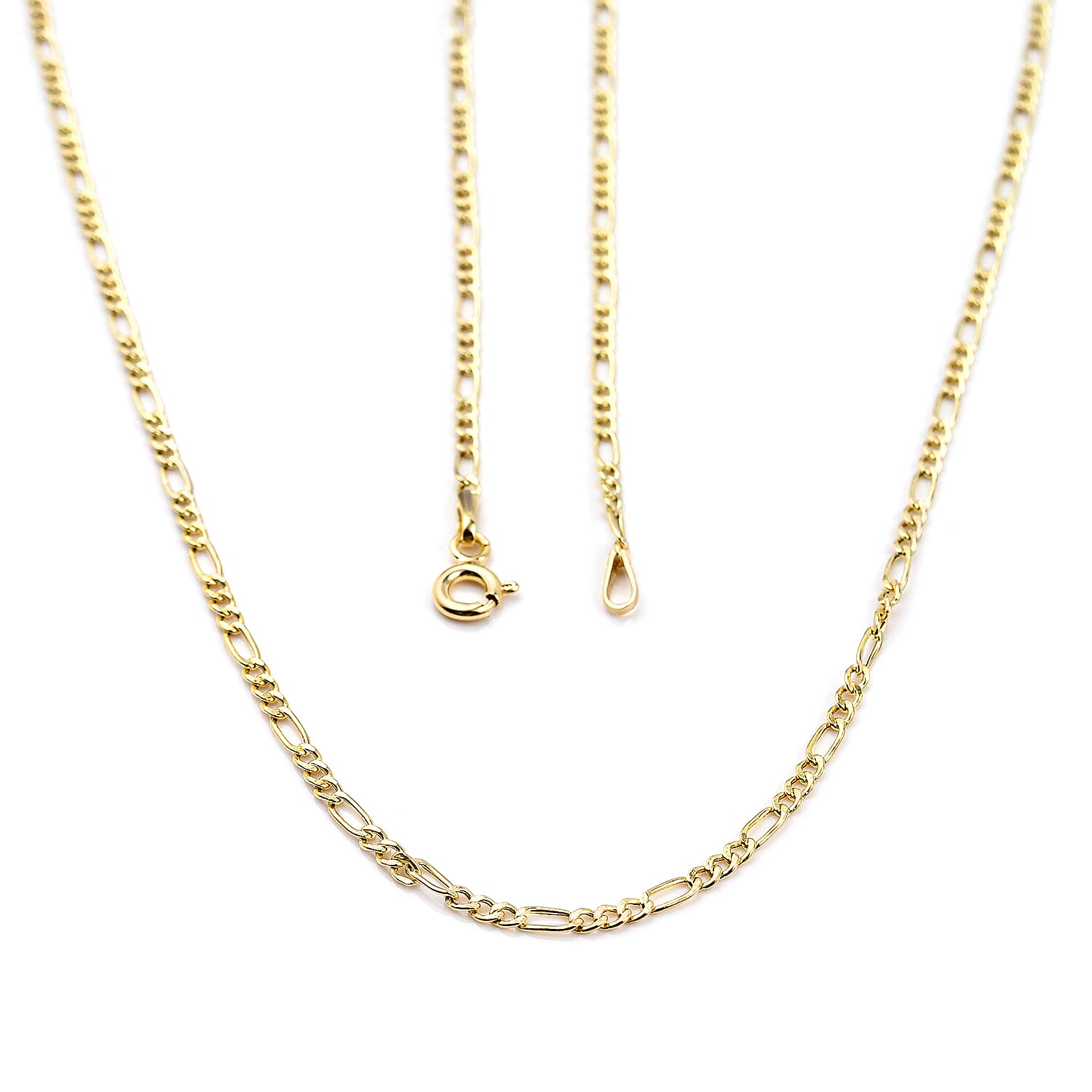 9K Yellow Gold Figaro Chain (Size - 24) with Spring Ring Clasp