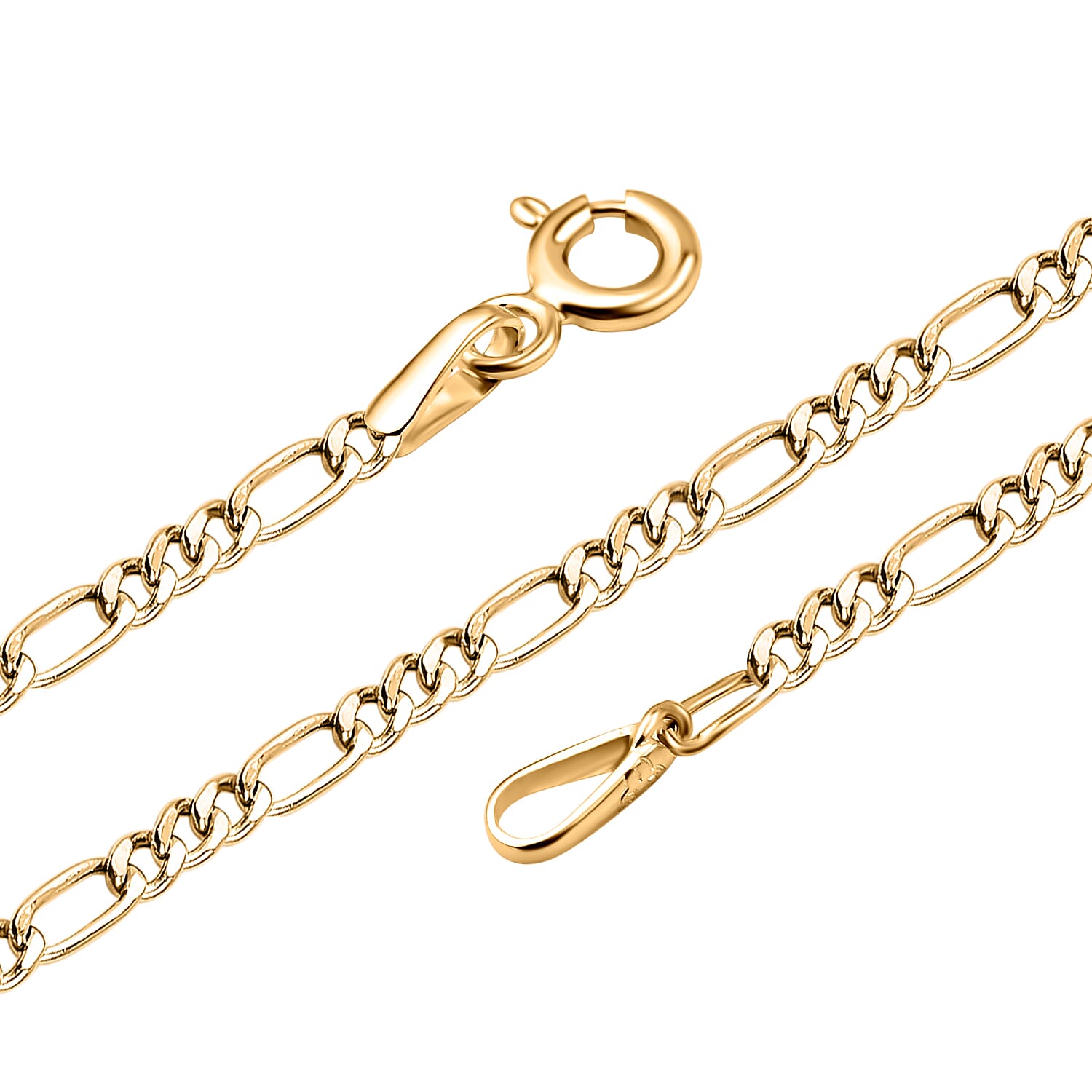 9K Yellow Gold Figaro Chain (Size - 24) with Spring Ring Clasp