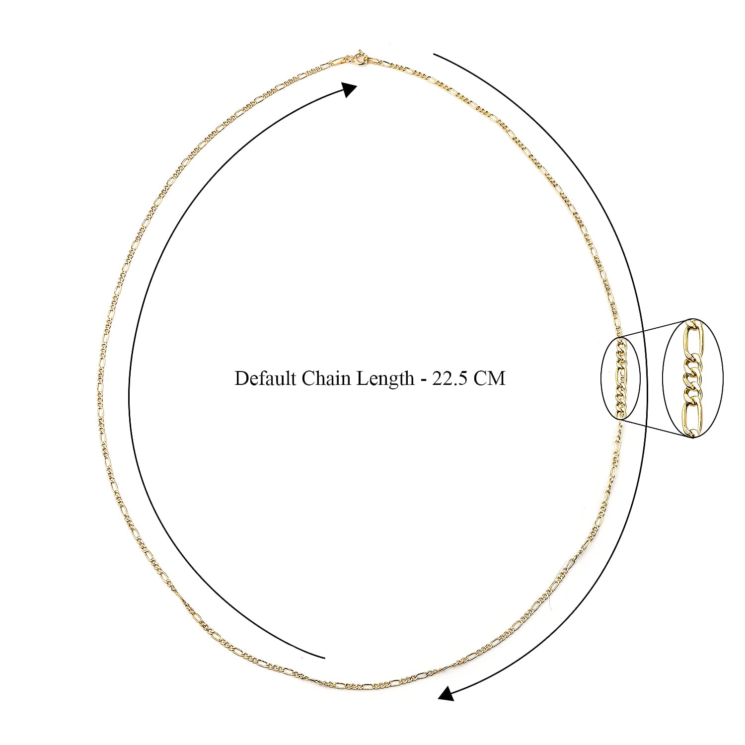 9K Yellow Gold Figaro Chain (Size - 24) with Spring Ring Clasp