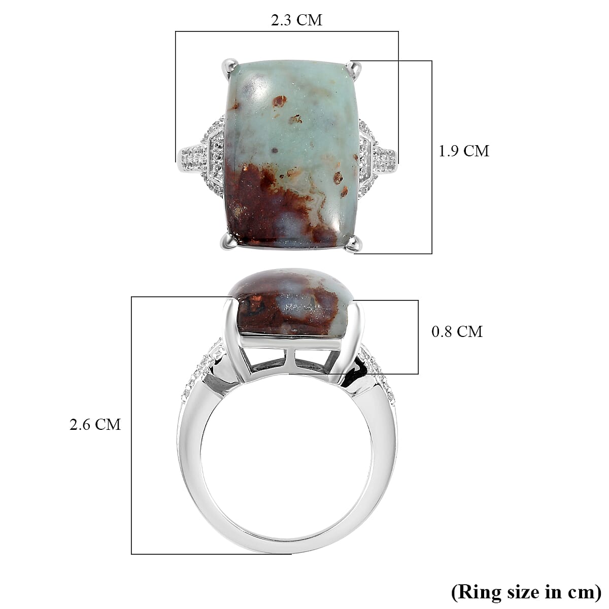 First Time - Zimbaprase and Natural Zircon Ring in Platinum Overlay Sterling Silver 16.40 Ct.