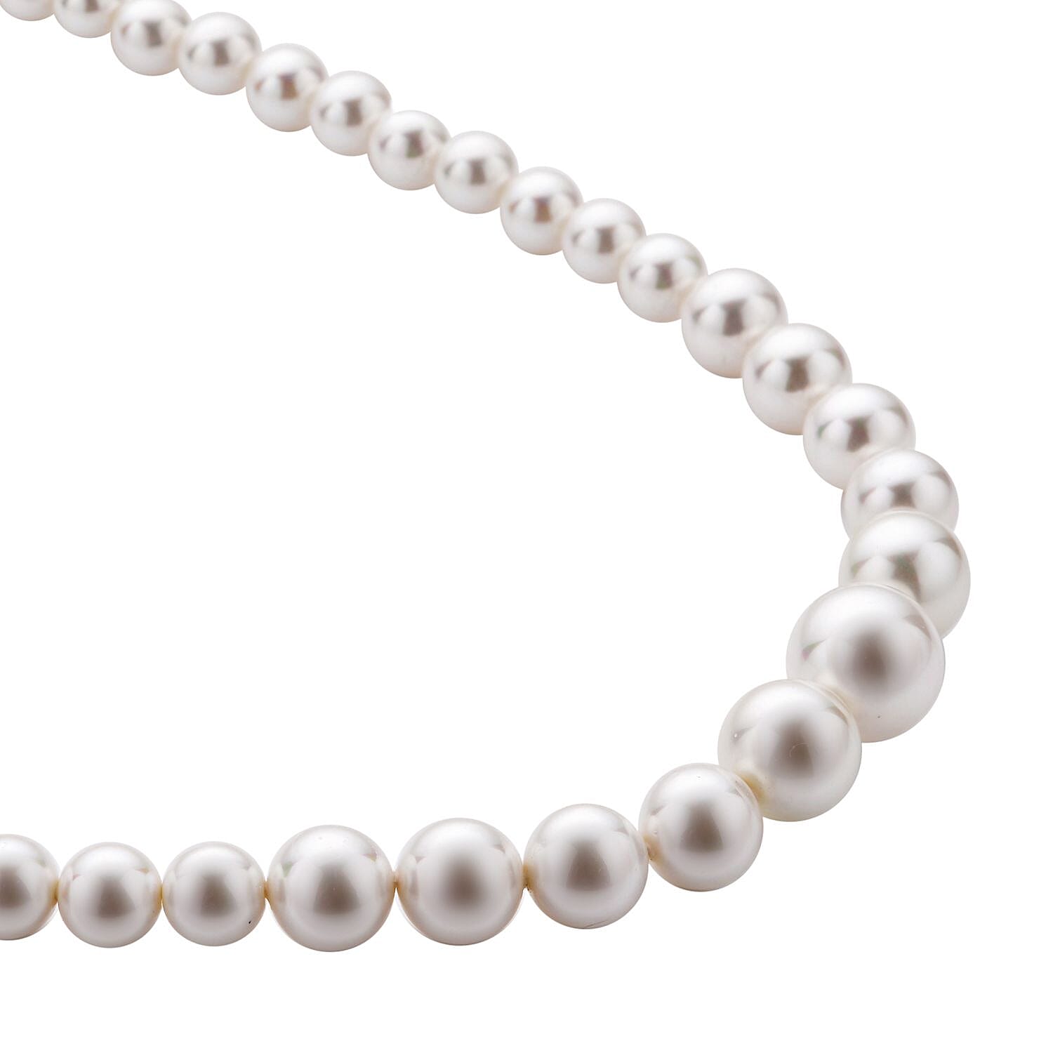 White Shell Pearl Necklace (Size - 20) in Rhodium Overlay Sterling Silver
