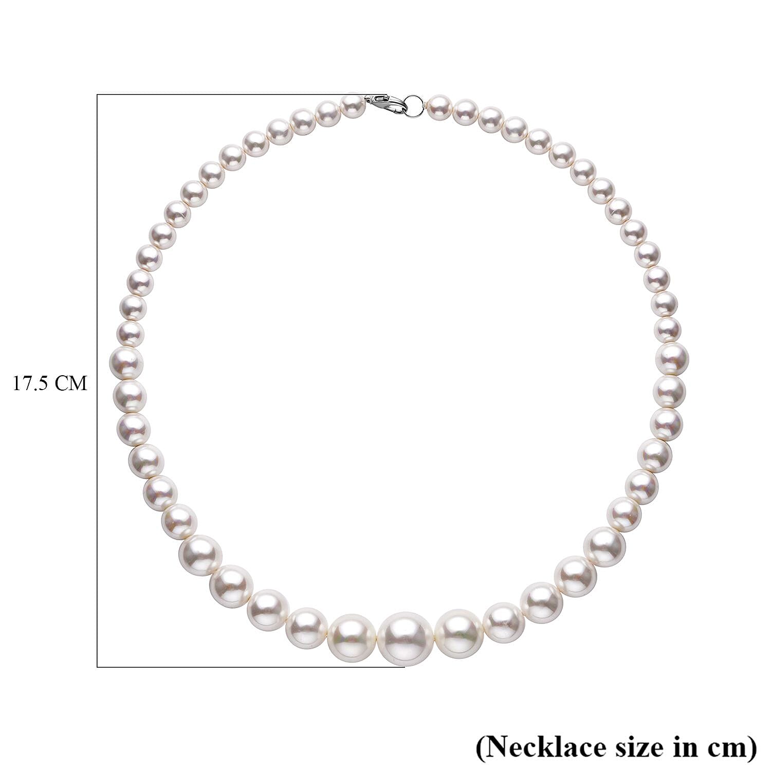 White Shell Pearl Necklace (Size - 20) in Rhodium Overlay Sterling Silver
