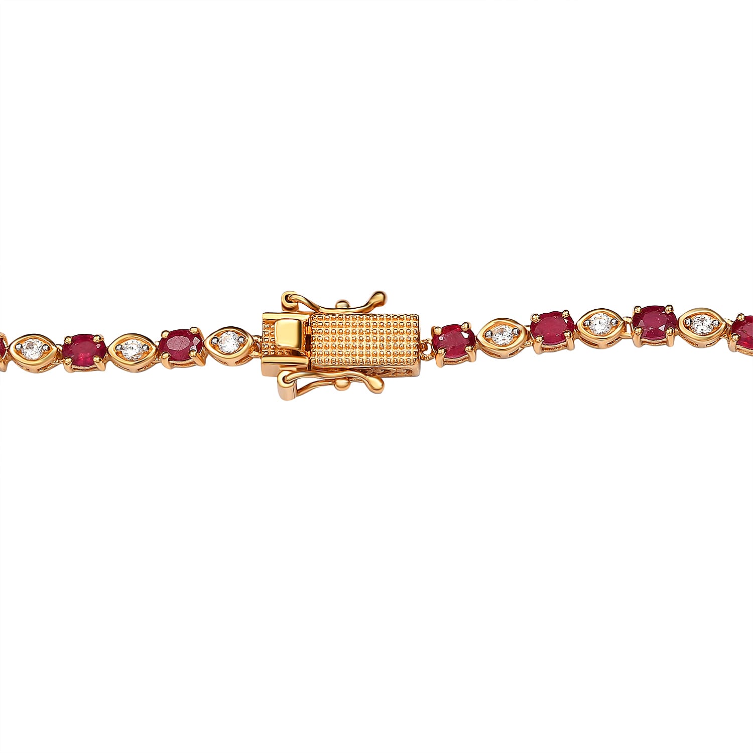 African Ruby and Natural Cambodian Zircon Necklace (Size - 18) in 18K Vermeil Yellow Gold Plated Sterling Silver 18.56 Ct.