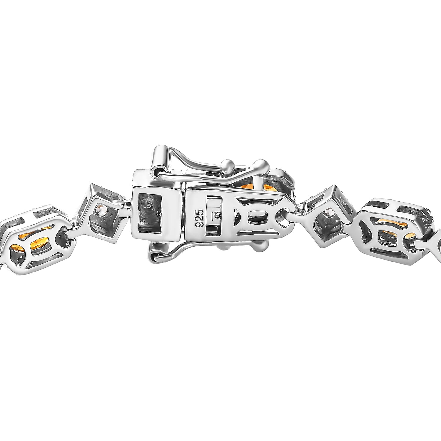 Spessartine Garnet and Natural Zircon Tennis Bracelet (Size - 7.5) in Platinum Overlay Sterling Silver 5.64 Ct, Silver Wt. 11.30 Gms