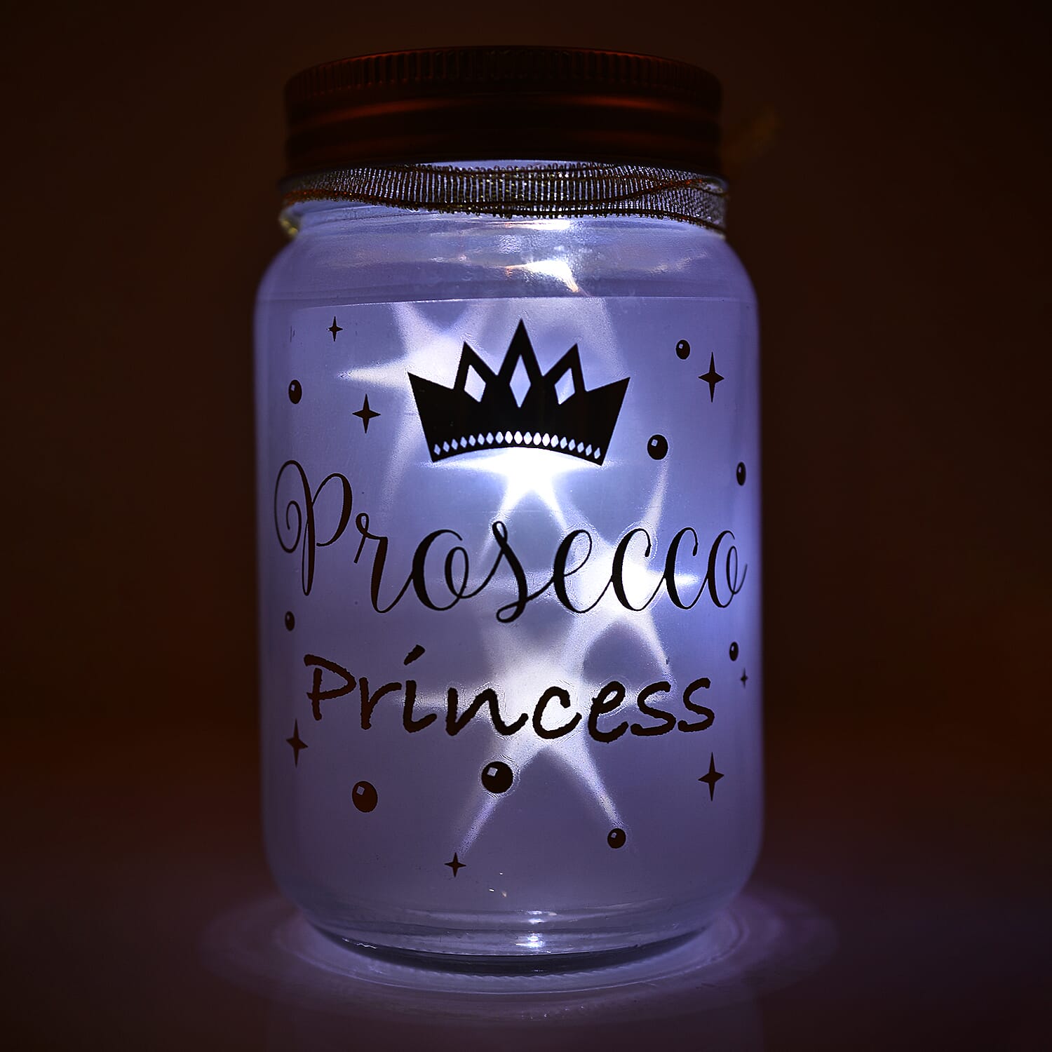 Firefly Words LED Prosecco Jar (Princess) - White