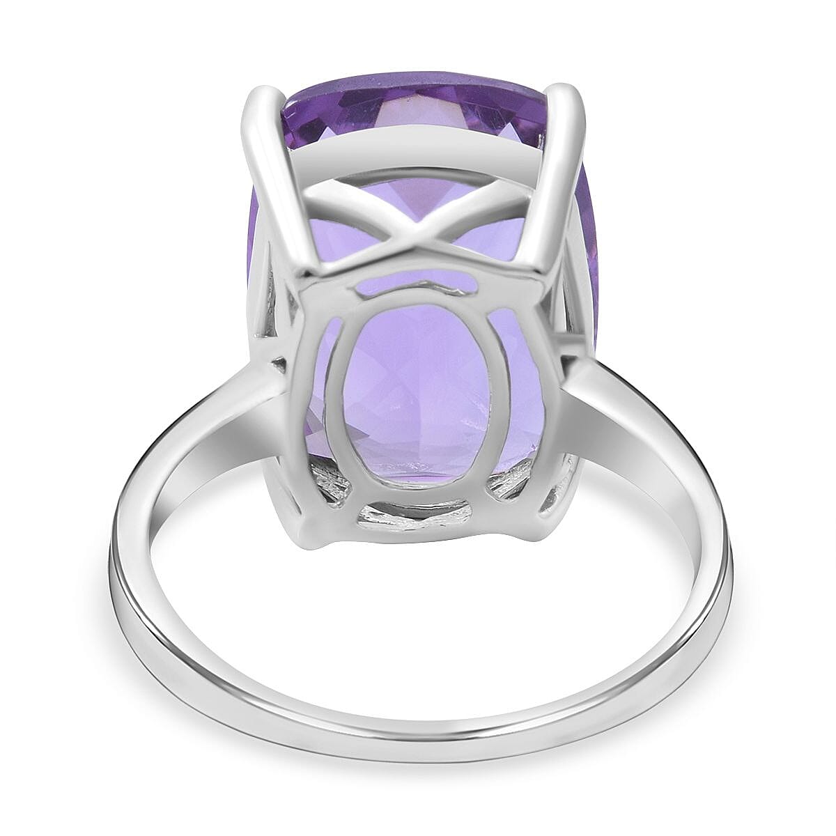 Rose De France Amethyst Ring in Rhodium Overlay Sterling Silver 13.450 Ct.