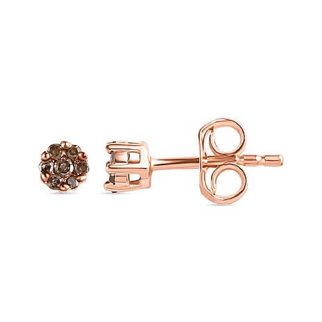 Natural Champagne Diamond Stud Earrings in 18K Rose Gold Vermeil Plated Sterling Silver Natural Champagne Diamond Stud Earrings in 18K Rose Gold Vermeil Plated Sterling Silver