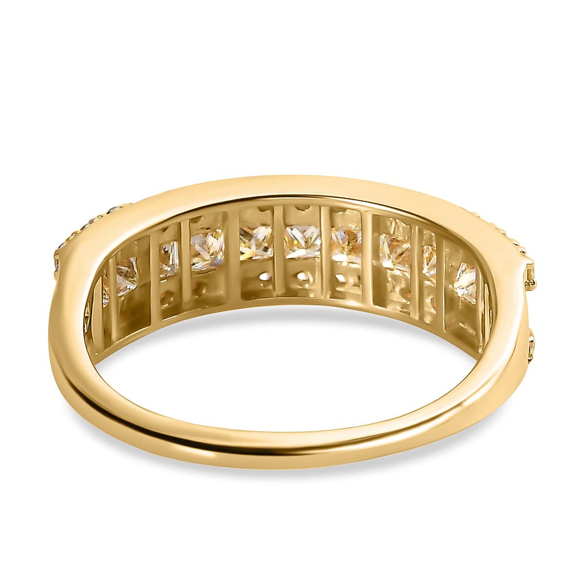 14K Yellow Gold SGL Certified Natural Yellow Diamond (I1-I2) Half Eternity Ring 1.00 Ct.