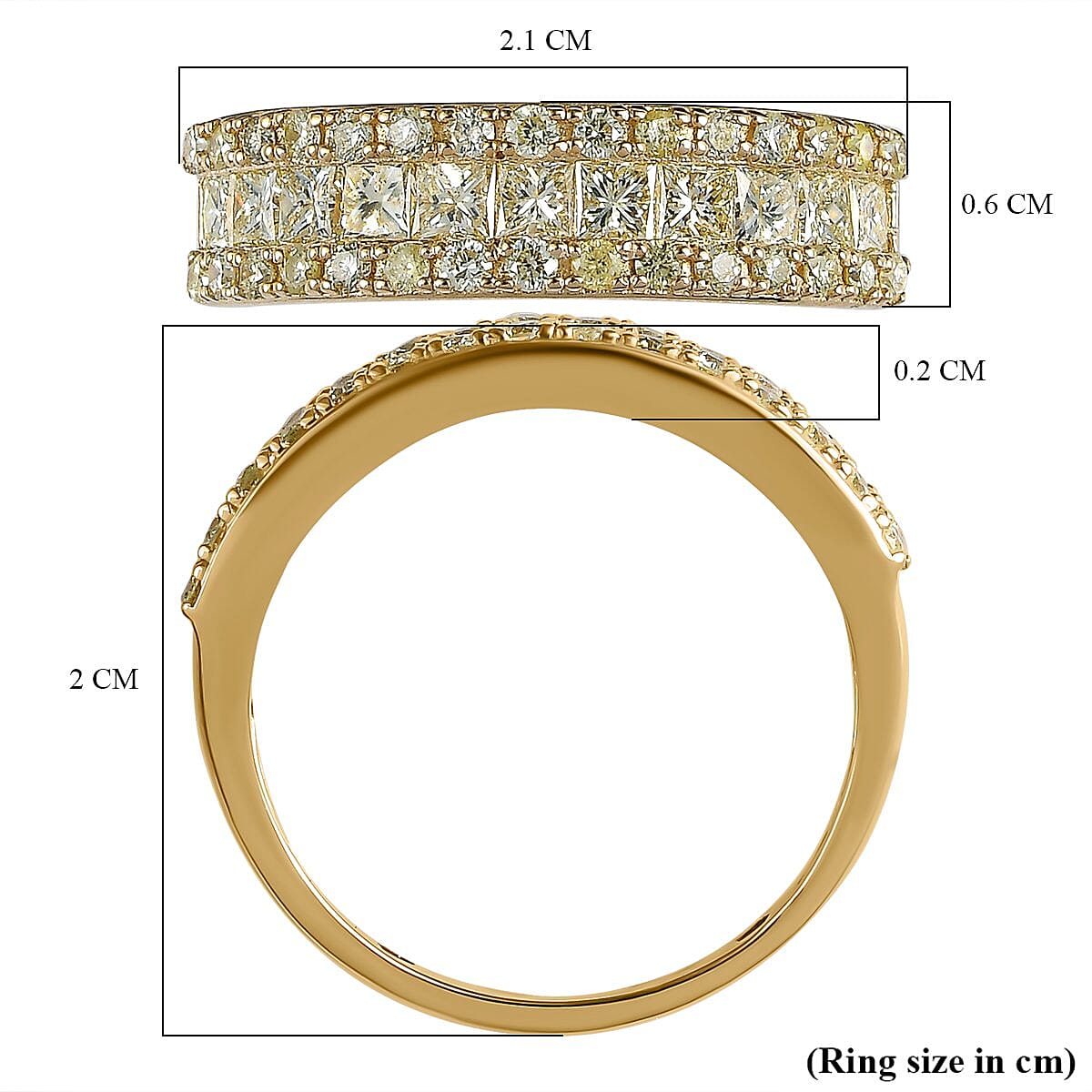 14K Yellow Gold SGL Certified Natural Yellow Diamond (I1-I2) Half Eternity Ring 1.00 Ct.