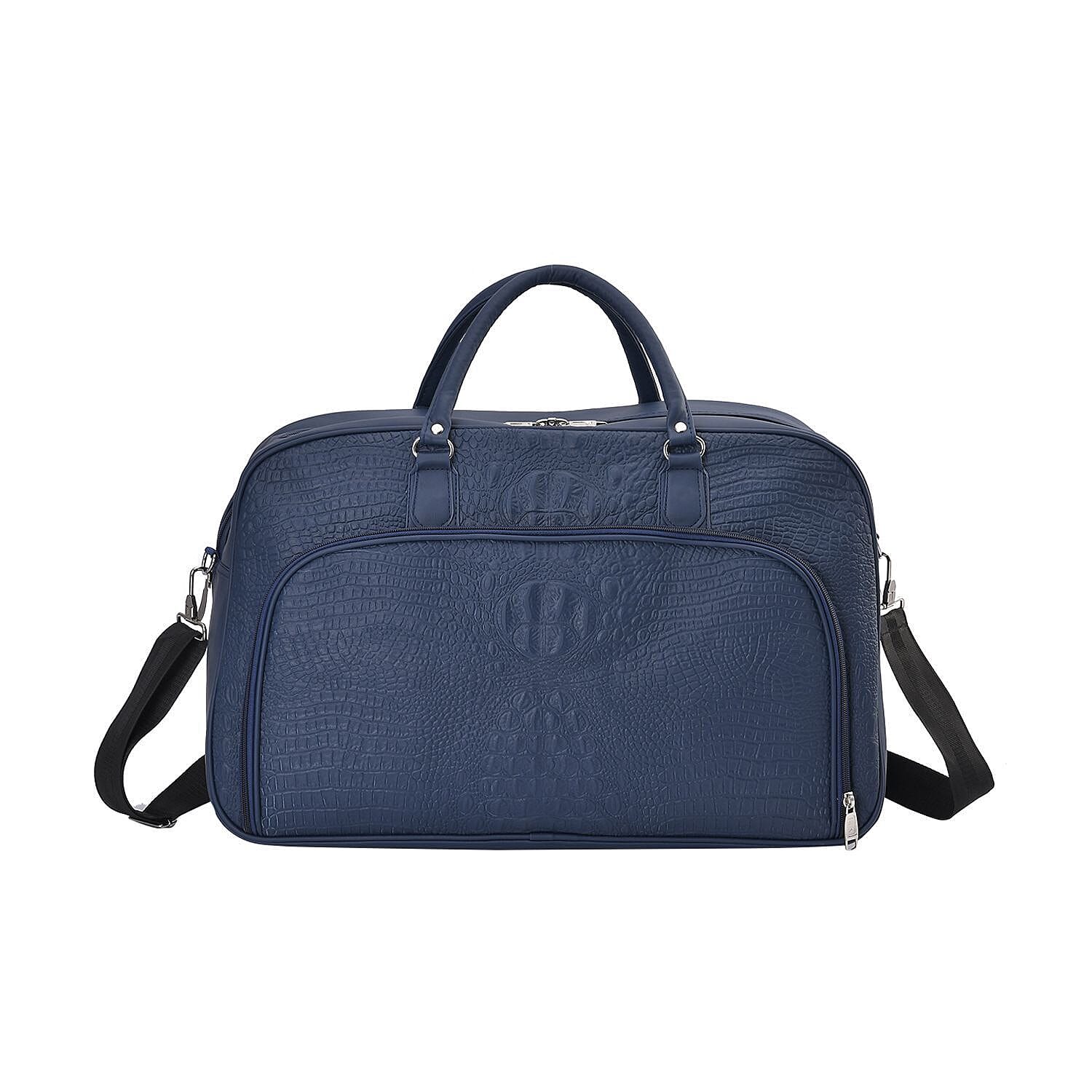PU Solid Travel Bag (Size 53x33x21 cm) - Navy Blue