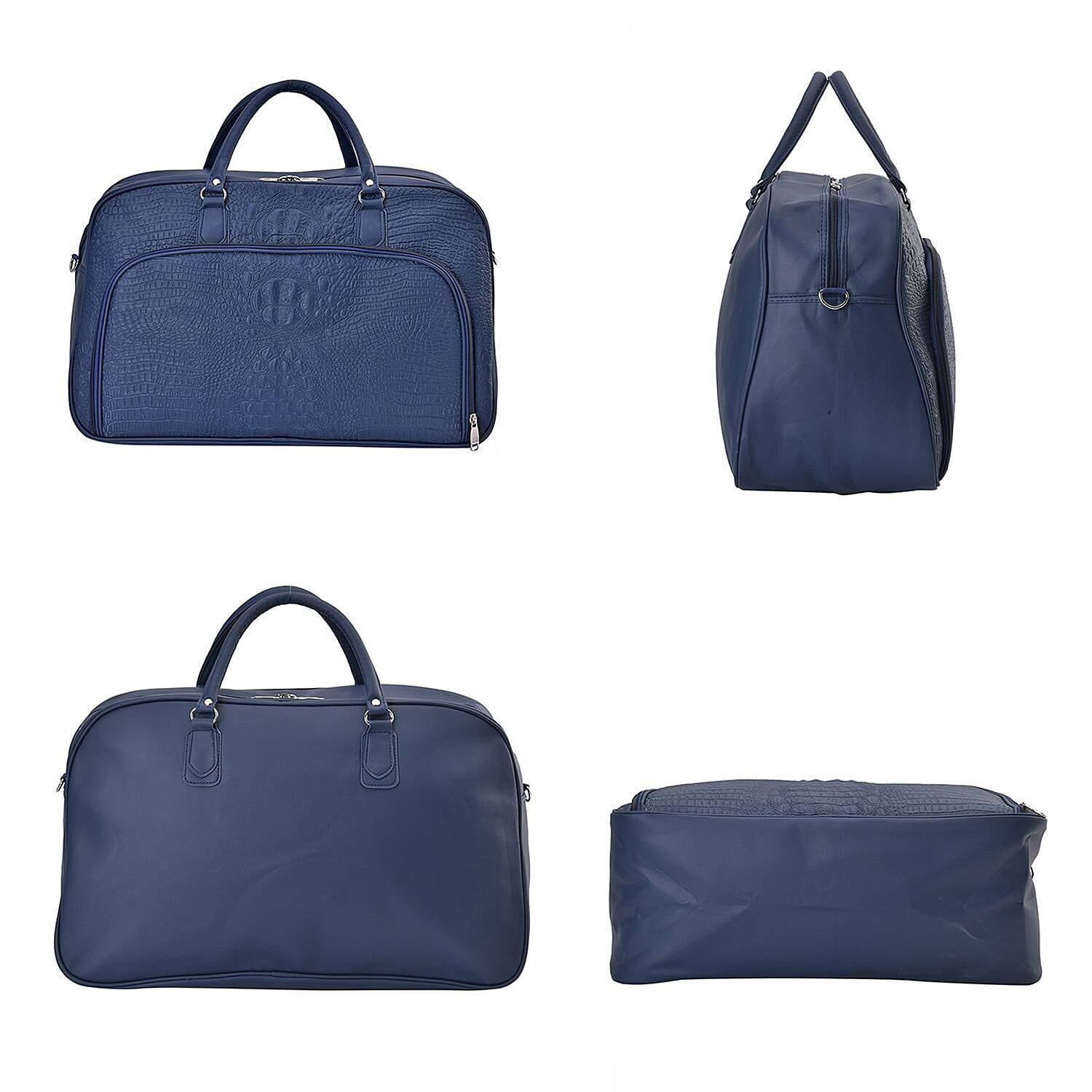 PU Solid Travel Bag (Size 53x33x21 cm) - Navy Blue