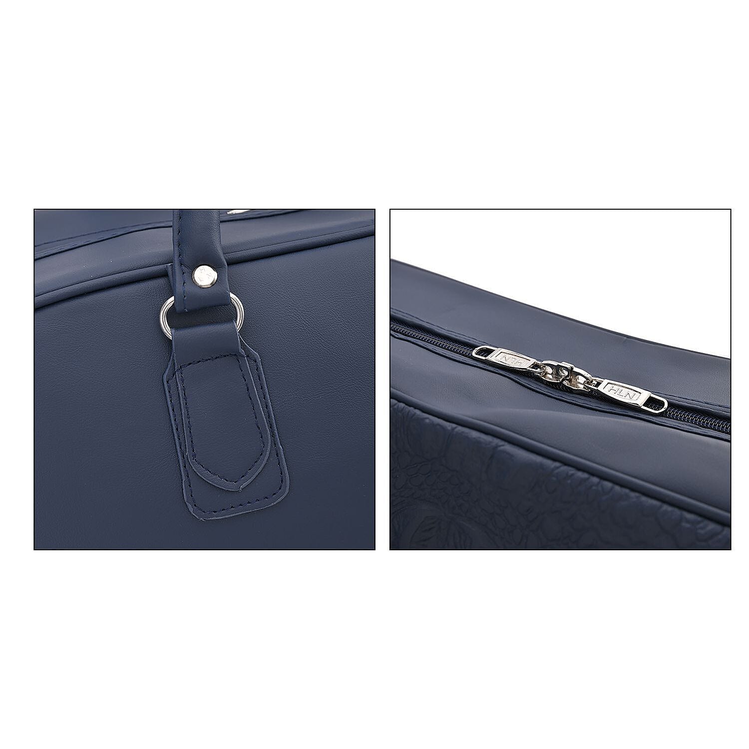 PU Solid Travel Bag (Size 53x33x21 cm) - Navy Blue
