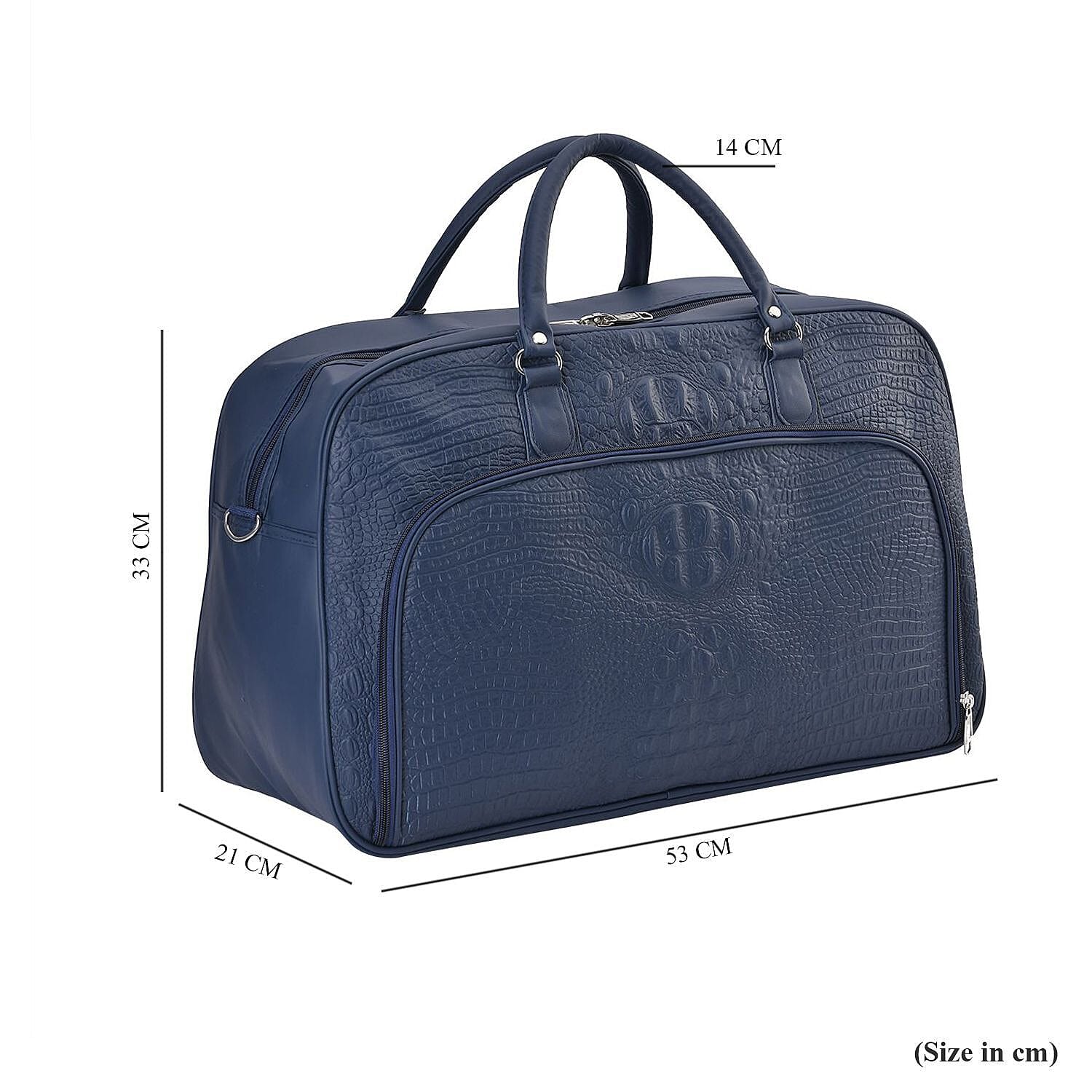PU Solid Travel Bag (Size 53x33x21 cm) - Navy Blue
