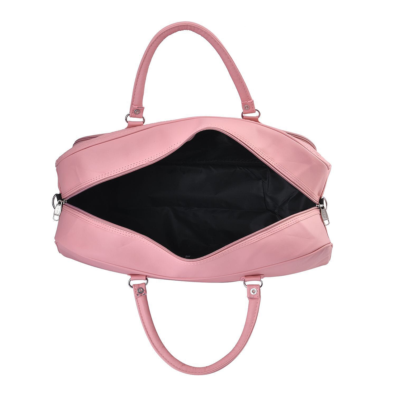 Closeout Deal - Leatherette Croc Embossed Holdall Travel Bag - Pink