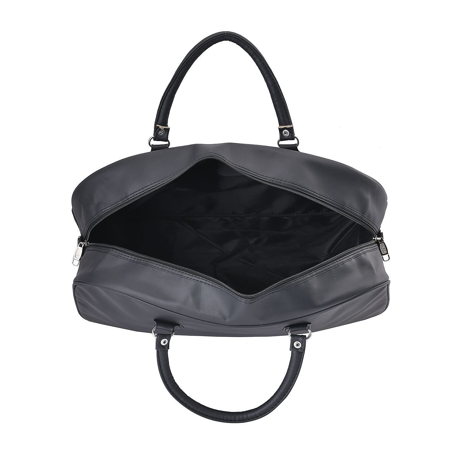 Closeout Deal - Leatherette Croc Embossed Holdall Travel Bag - Black