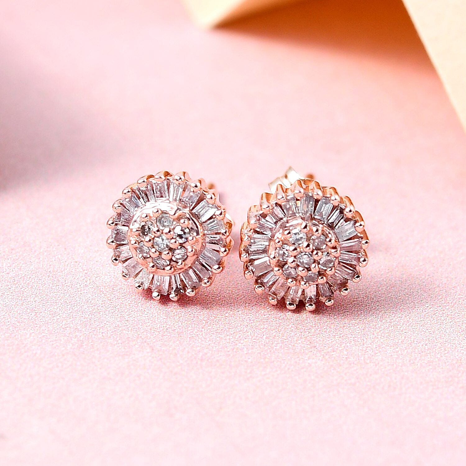 9K Rose Gold SGL Certified Pink Diamond Stud Earrings 0.28 Ct.