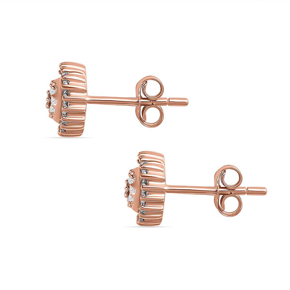9K Rose Gold SGL Certified Pink Diamond Stud Earrings 0.28 Ct.