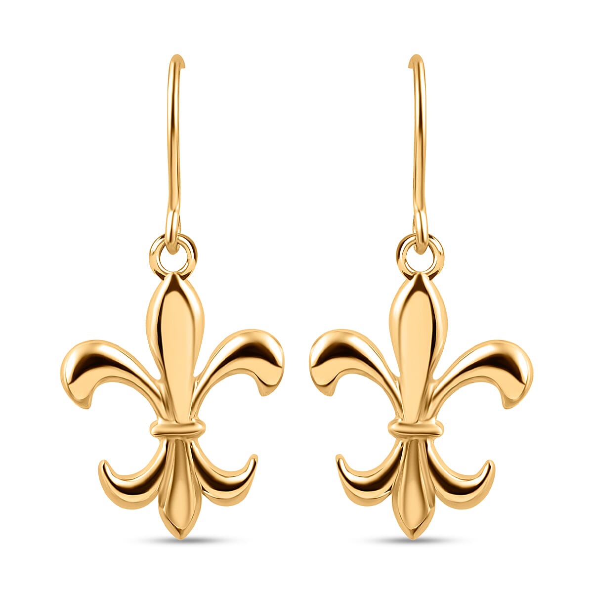 9K Yellow Gold Fleur De Lis Earrings (with Hook)
