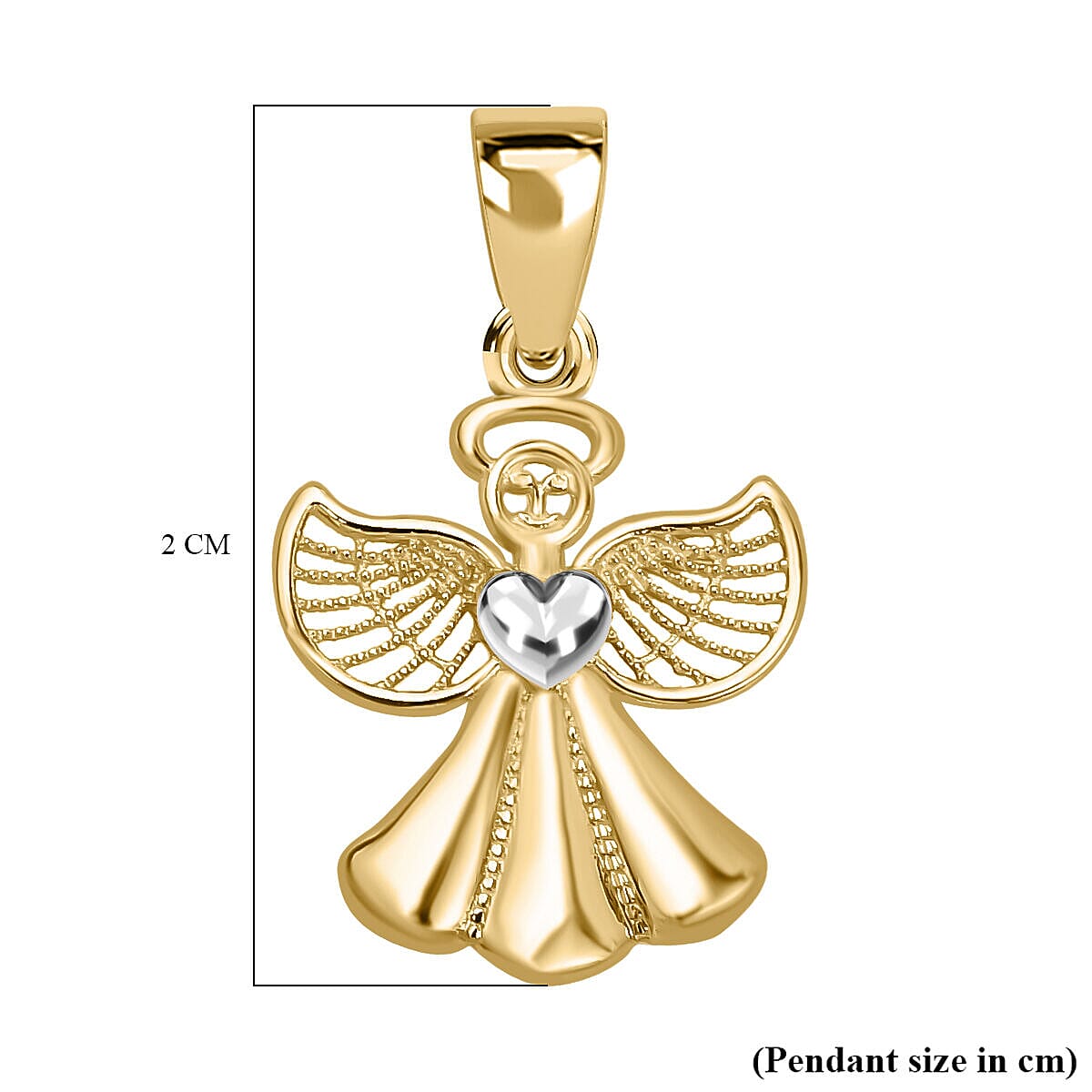 9K White Gold Heart Angel Pendant