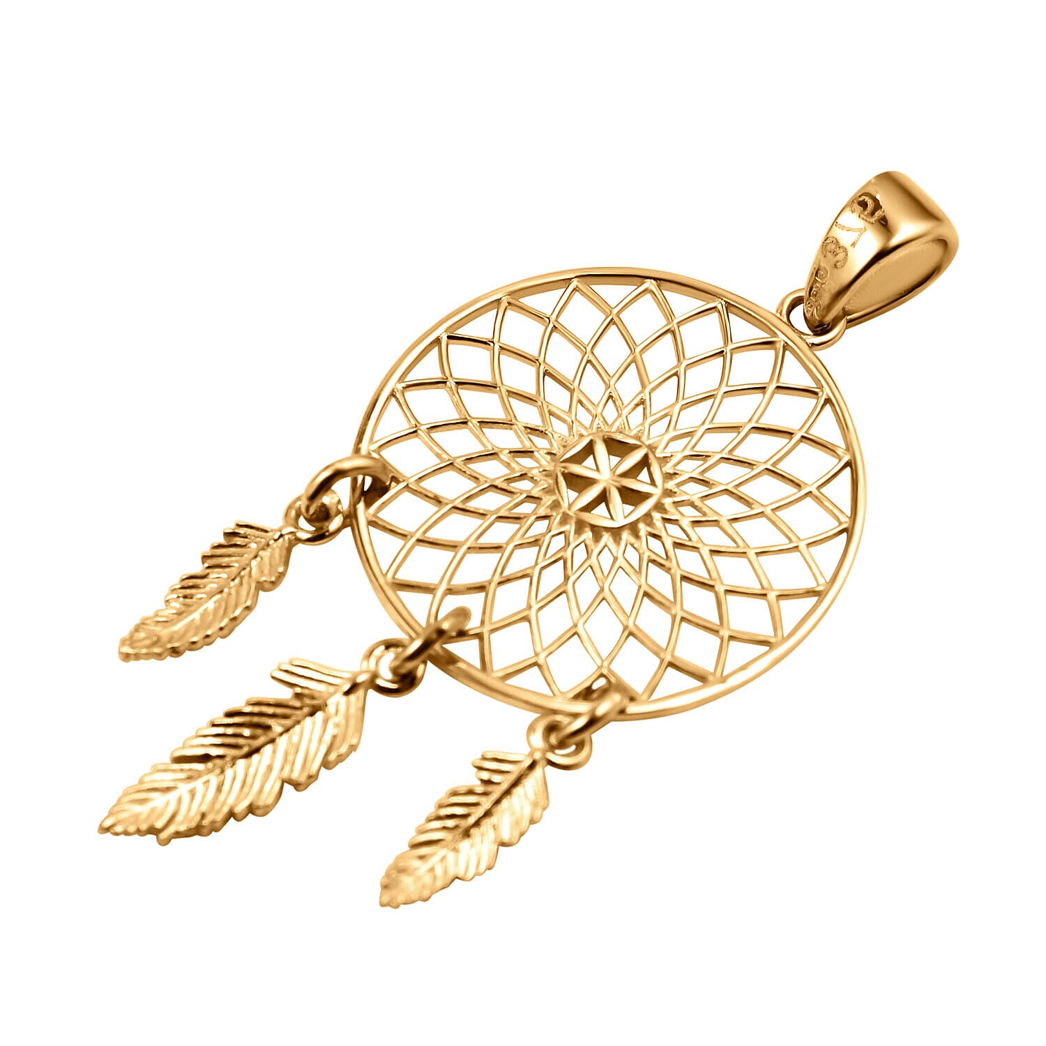 9K Yellow Gold Dream Catcher Pendant