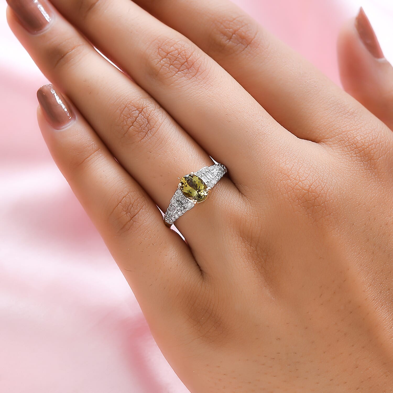 9K Yellow Gold Natural Yellow Tanzanite and Diamond Ring 1.4 Ct.