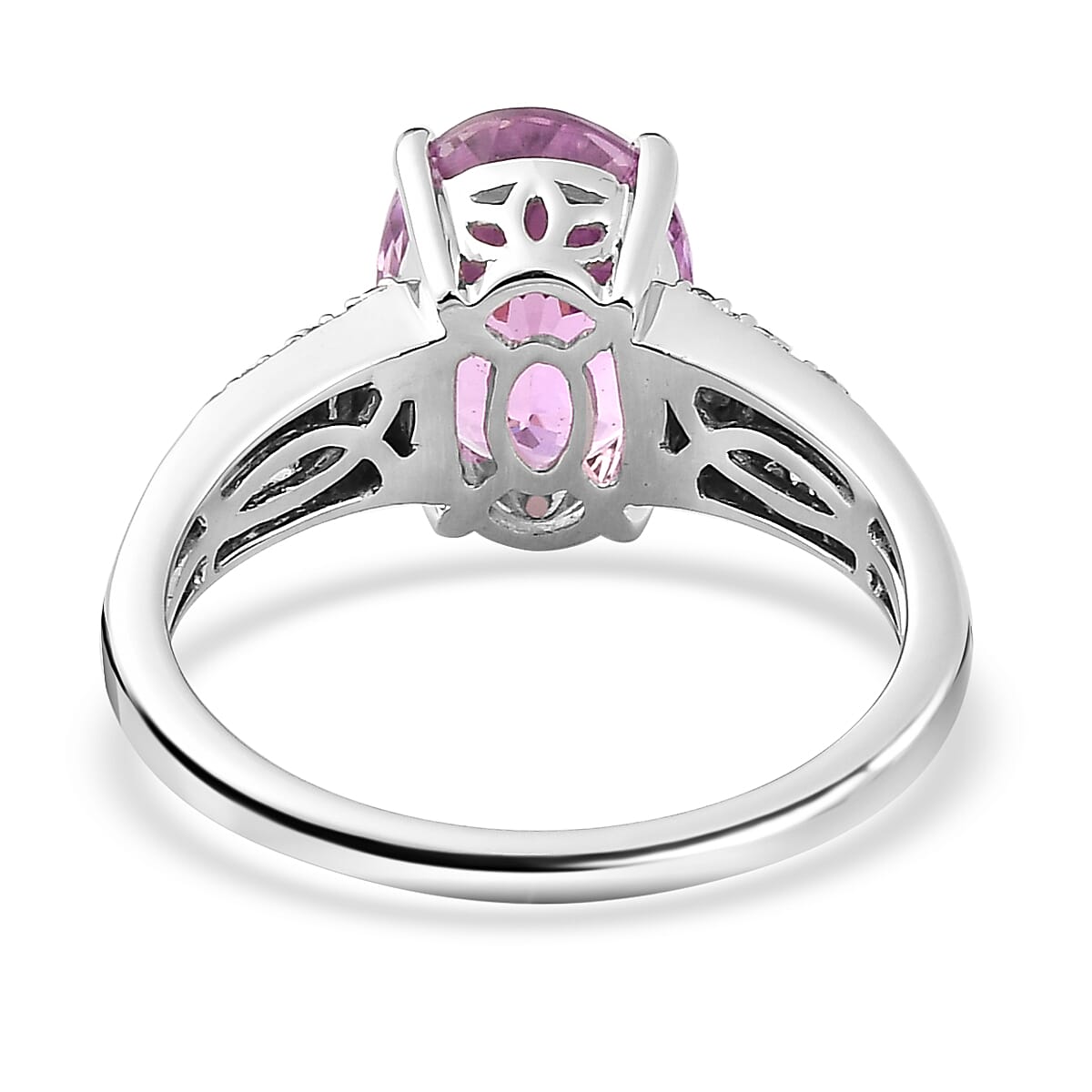14K White Gold AAA Urucum Kunzite and Diamond Ring 3.00 Ct.